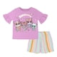 thumbnail image 1 of Conjunto de atuendo: camiseta Disney Super Kitties y pantalones cortos de gasa, color lavanda, 1 of 5