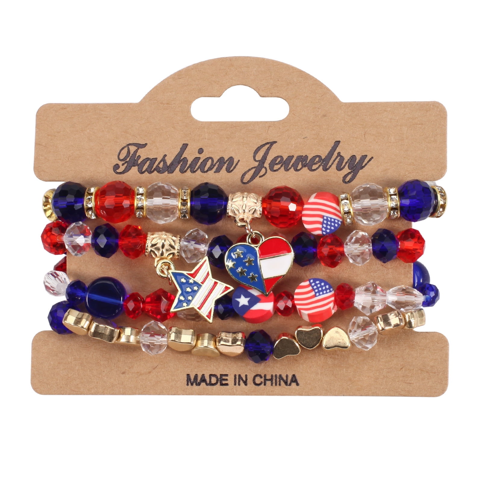 Set De Pulseras Heshpaws Usa American Flag 4pcs Rojo Azul Blanco