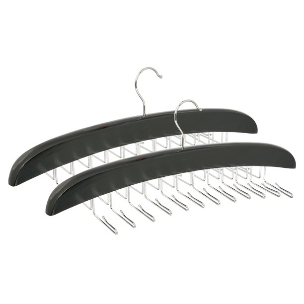 REGALWOVEN 2 Pcs Perchas, Percha de Madera para Tanques para Organizador de Armario, Ahorro de Espacio para Almacenamiento de Corbatas, Tirantes y Cinturones Negro 24