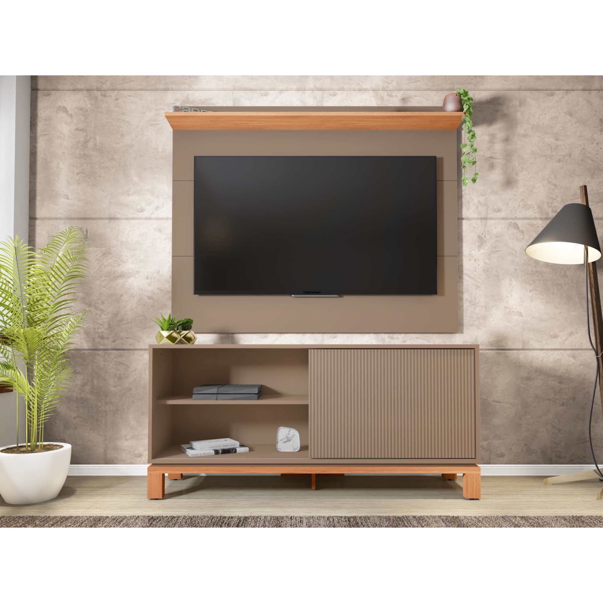 Decocasa - Panel Tv + Rack 50"" Mondrian Gris - Castaño