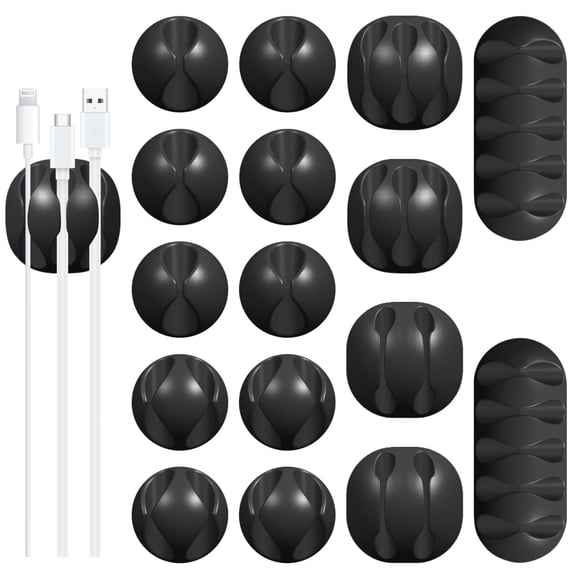 Organizador de cables WDBmla – Pack de 16 clips negros