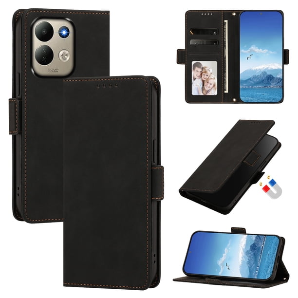 Funda Billetera Delgada para Xiaomi Redmi 17 4G/ 5G con Ranuras y Soporte Negro