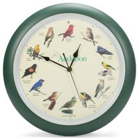 Mark Feldstein & Associates - Reloj De Pared Mark Feldstein Audubon Singing Bird 33 Cm, Color Verde