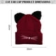 thumbnail image 5 of Gorro de punto con orejas de gato, gorro de lana bordado, bonito gorro cálido para otoño e invierno, gorro para el frío., 5 of 5