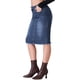 thumbnail image 4 of Faldas de Jean para Mujer INSPIRE CHIC Vuelta a la Escuela Dobladillo Sin Rematar de Talle Alto con Bolsillos Falda Vaquera de Largo Medio Azul Oscuro M, 4 of 6