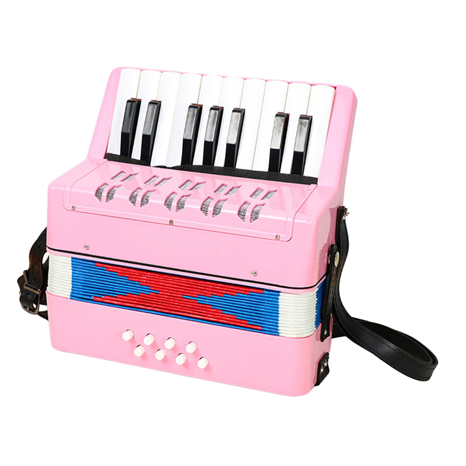 Magideal - Acordeón De Piano De 17 Teclas, 8 Bajos, Juguete Musical Educativo, Acordeón Ligero Con Botones Pequeños, Juguete De Acordeón Para Niños Para Amantes Rosa