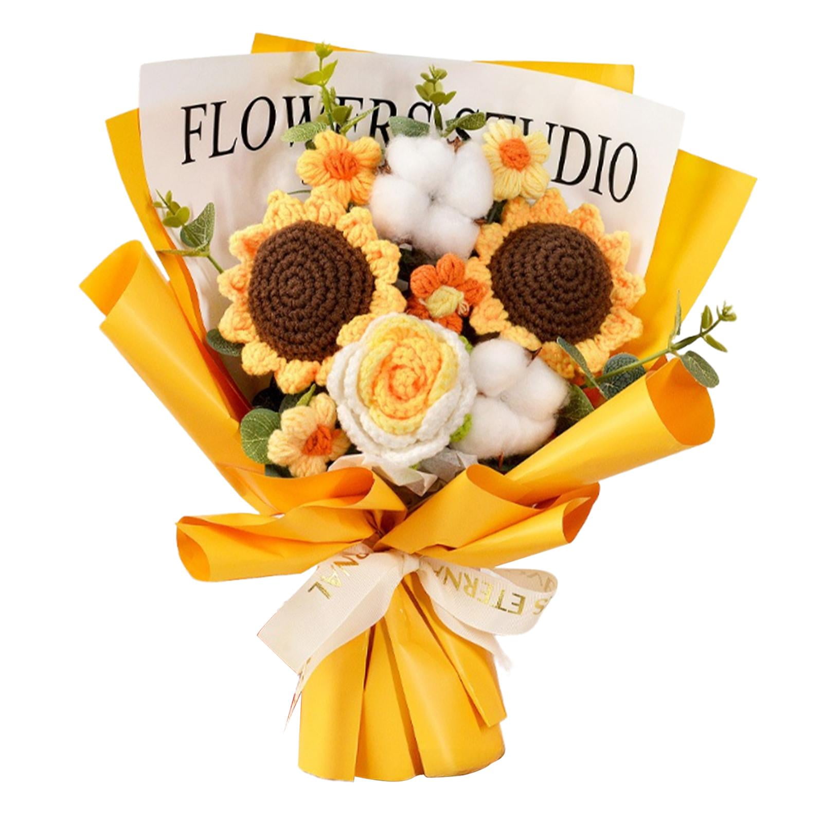 Bothyi - Ramo De Flores De Crochet Terminado, Regalo Para El Día De La Madre, Aniversario, Boda, Amarillo