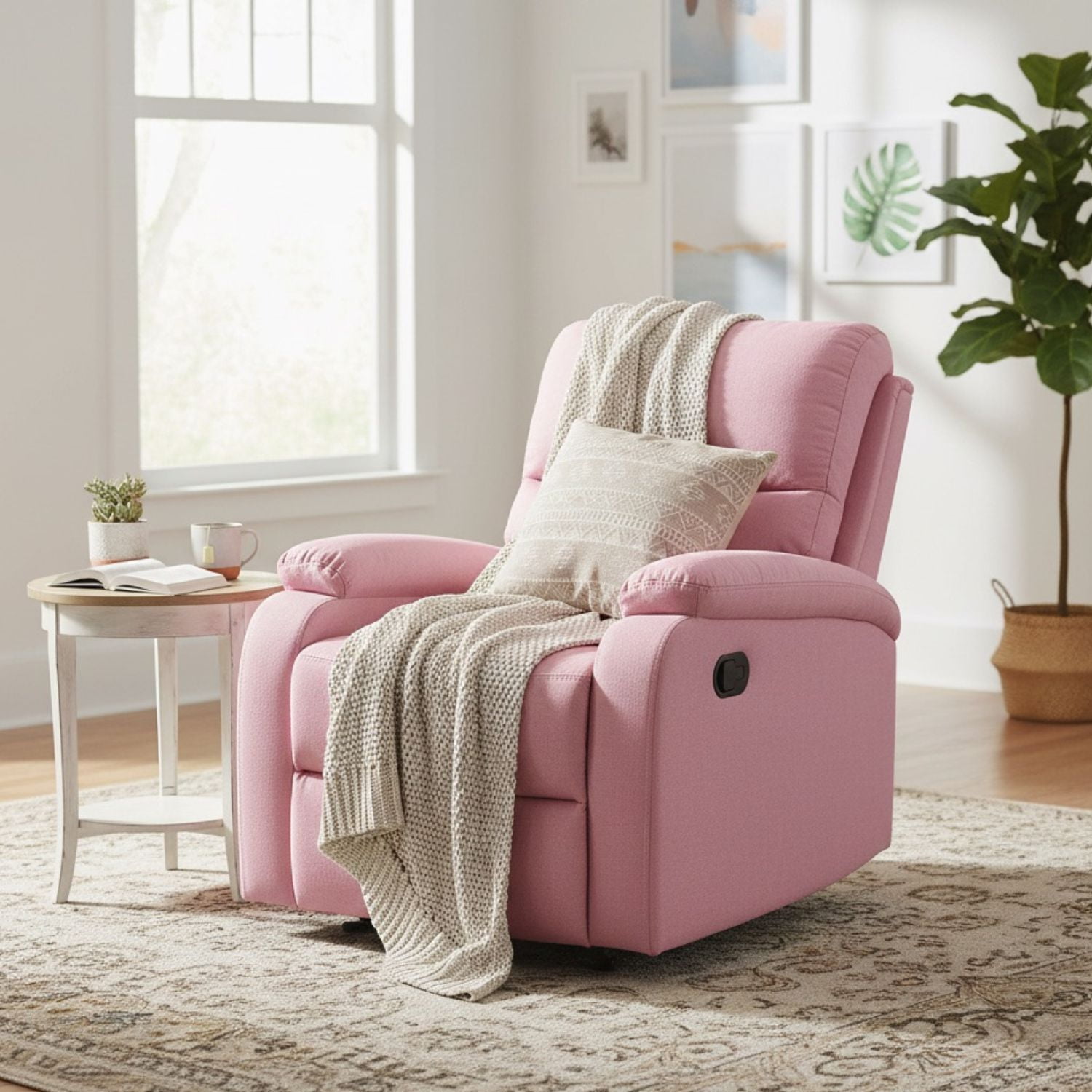Daniels - Berger Reclinable Moderno De Lino Rosa Matheus Vs8070bpk