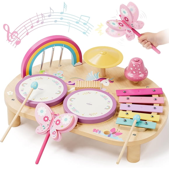 Set Tambor Mi005 7 En 1 Unicornio Madera 18 M