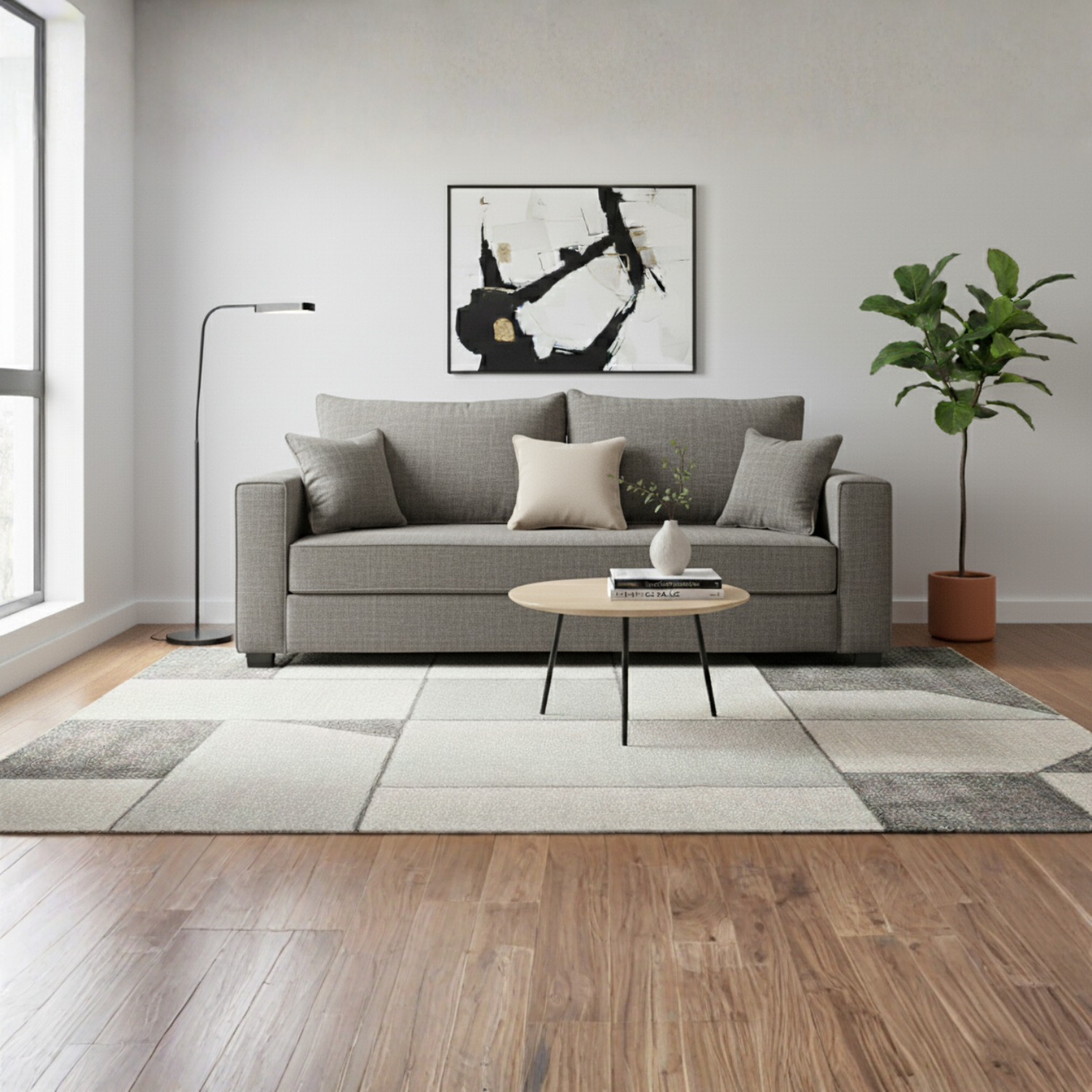 Construcsofá - Sofa Aurelia 3 Cuerpos Tela Gris