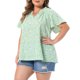thumbnail image 4 of Agnes Orinda Blusa de Verano Casual Elegante para Mujer de Talla Grande con Estampado Floral, Cuello en V con Volantes, Manga Corta, Talla 3X, Verde, 4 of 6