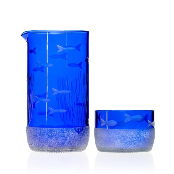 Juego de jarra de vidrio Rolf School of Fish 385 ml + sorbete de 2"