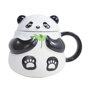 Magideal - Taza De Agua Panda, Taza De Café Fácil De Limpiar Con Tapa, Novedad, Taza Bonita De Panda, Taza De Agua De Cerámica Para Té, Jugo, Bebidas, Viajes De