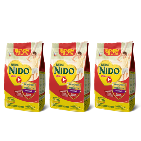 Pack Fórmula Láctea Nido® Etapa 1+ Bolsa 700G Pack X3