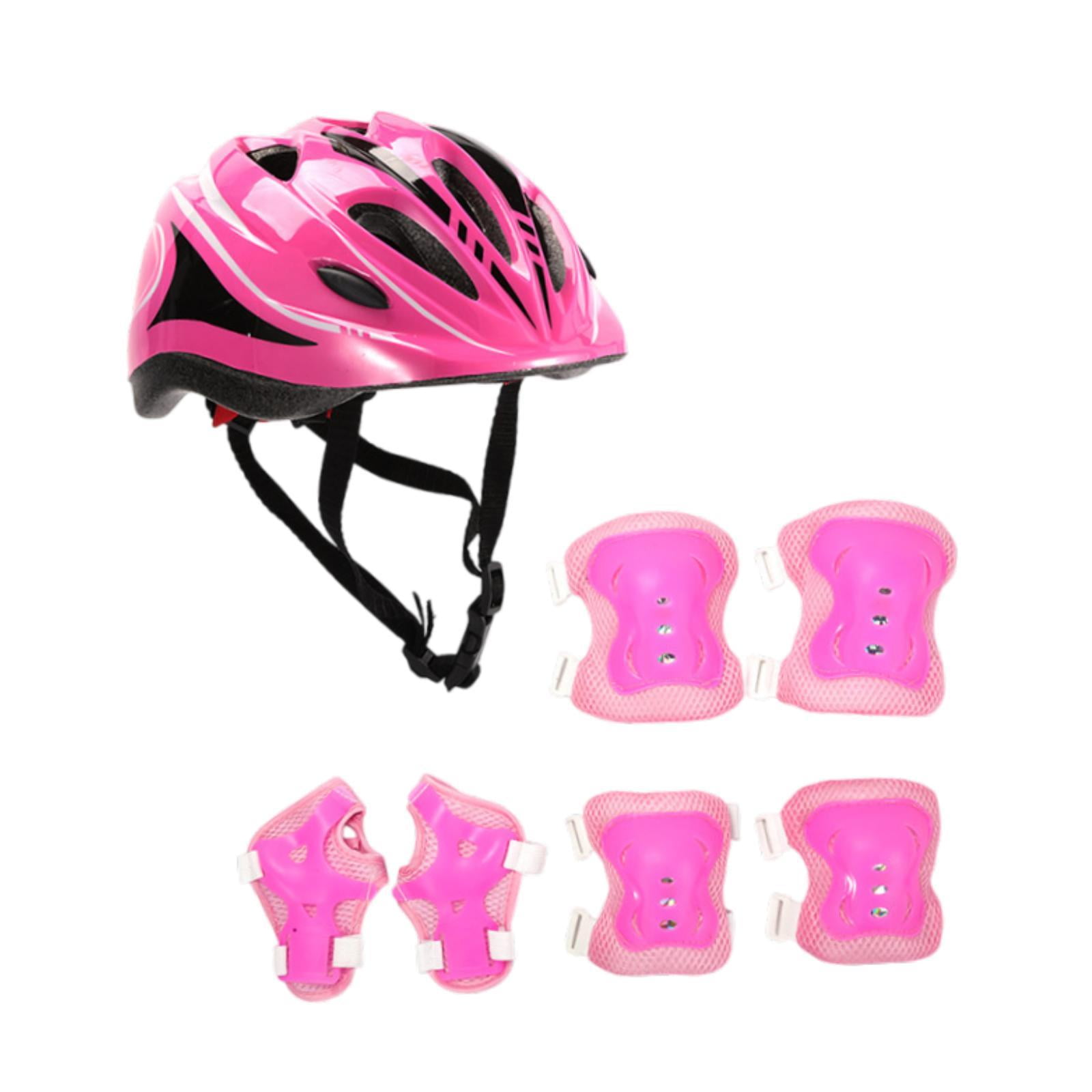 Ioensy - 7 Unids/set Casco De Bicicleta Para Niños Para Deportes Al Aire Libre Patinaje En Línea Patinaje Rosa