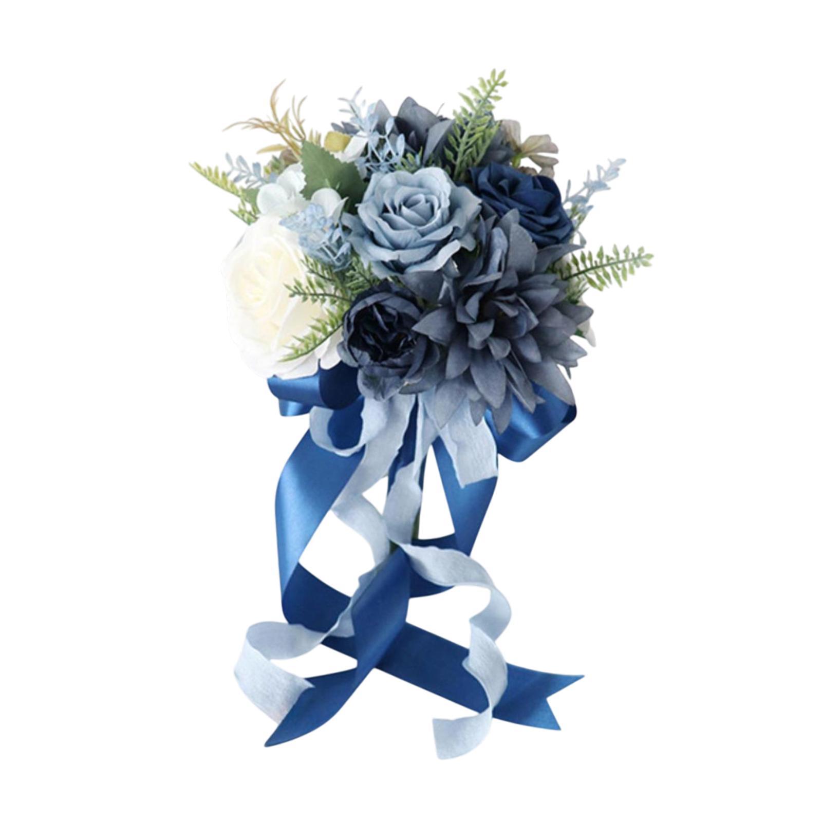 Magideal - Bouquet Nupcial Decoración De Flores De Mano Nupcial Adorno Romántico Lanzamiento Flores De Rosas Para El Día De San Valentín Festival Al Aire Libre Azul