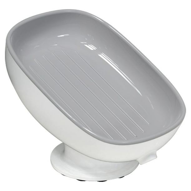 Jabonera con ventosa - Rejilla de almacenamiento de doble capa con drenaje para baño sin perforaciones