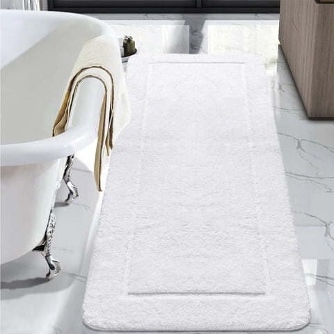 Alfombra De Baño Lochas Luminosa Antideslizante, 60 X 150 Cm, Color Blanco