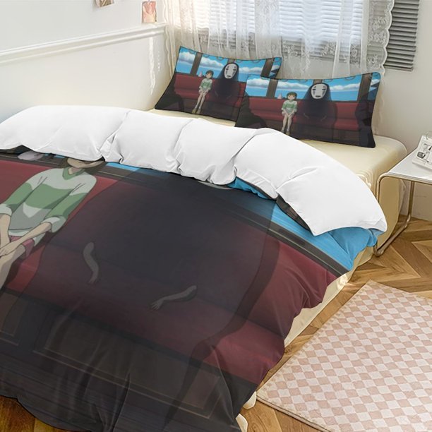 Spirited Away 3-Piece Bedding Set Warm And Comfortable Soft Duvet Cover Bed Set for Boys Girls Kids Adult Bedroom All Season