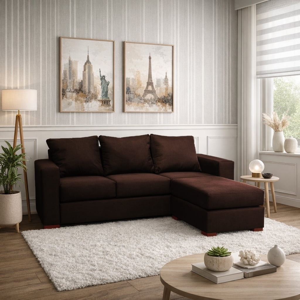 Dkora - Sofá Seccional Lena 3 Cuerpos Brown