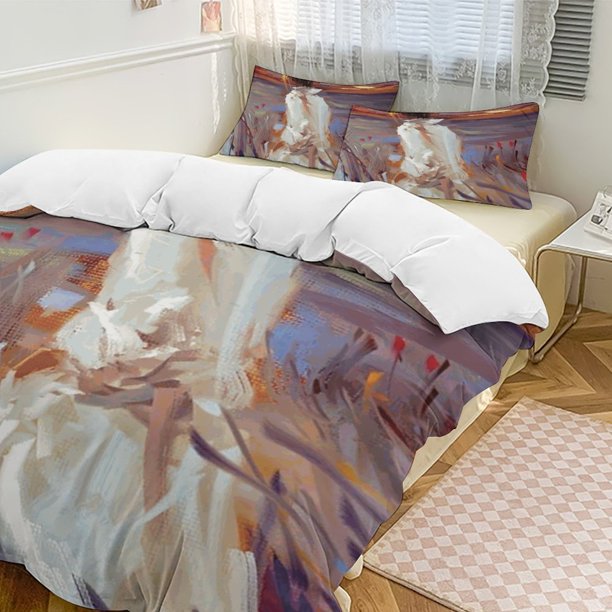 Oil Painting Style 3-Piece Twin Bed Set - Includes 1 Single Comforter And 2 Pillowcases Bedding - Fade Resistant Microfiber - Oil Painting Style