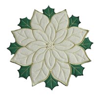Bothyi - Mantel Individual Navideño, Mantel De Lino Con Bordado De Flores Para Cena, Para Cafetería, Hotel, Cocina, Blanco, 60Cm