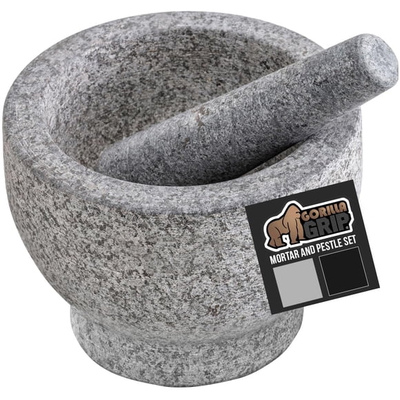 Mortero y maja GORILLA GRIP, 100% piedra de granito, muy resistente