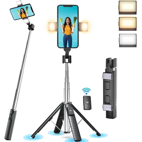 Trípode Selfie Stick Sanyaa de 41 pulgadas con luz de relleno para iPhone y Android