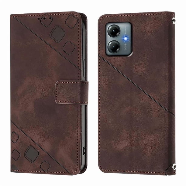 Funda Cartera para Motorola Moto G Play 2025 con Soporte y Ranuras, Resistente a Golpes y Rayones Marrón