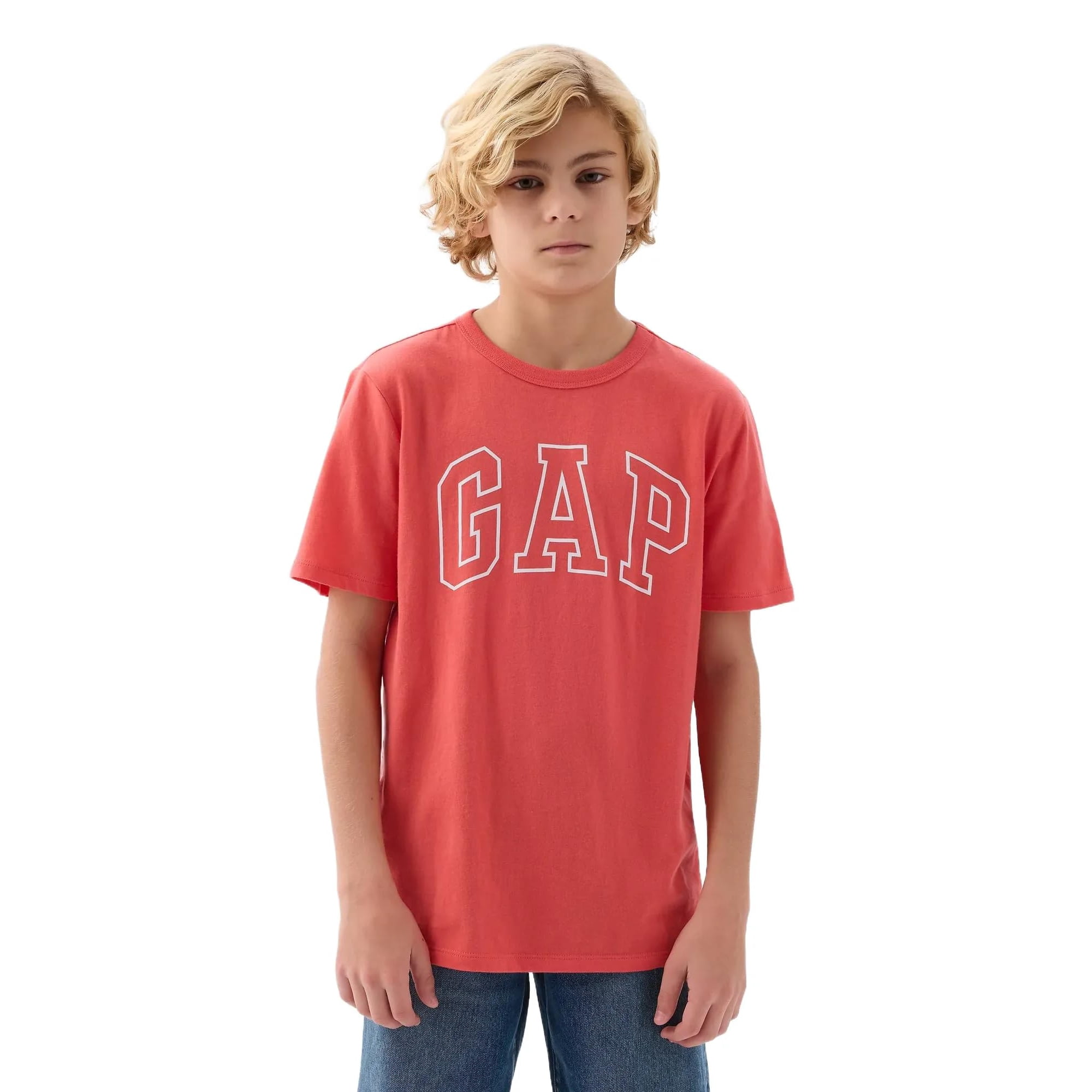 Camiseta Gap Para Niños De Manga Corta Con Logotipo Rojo Cayena, Talla S