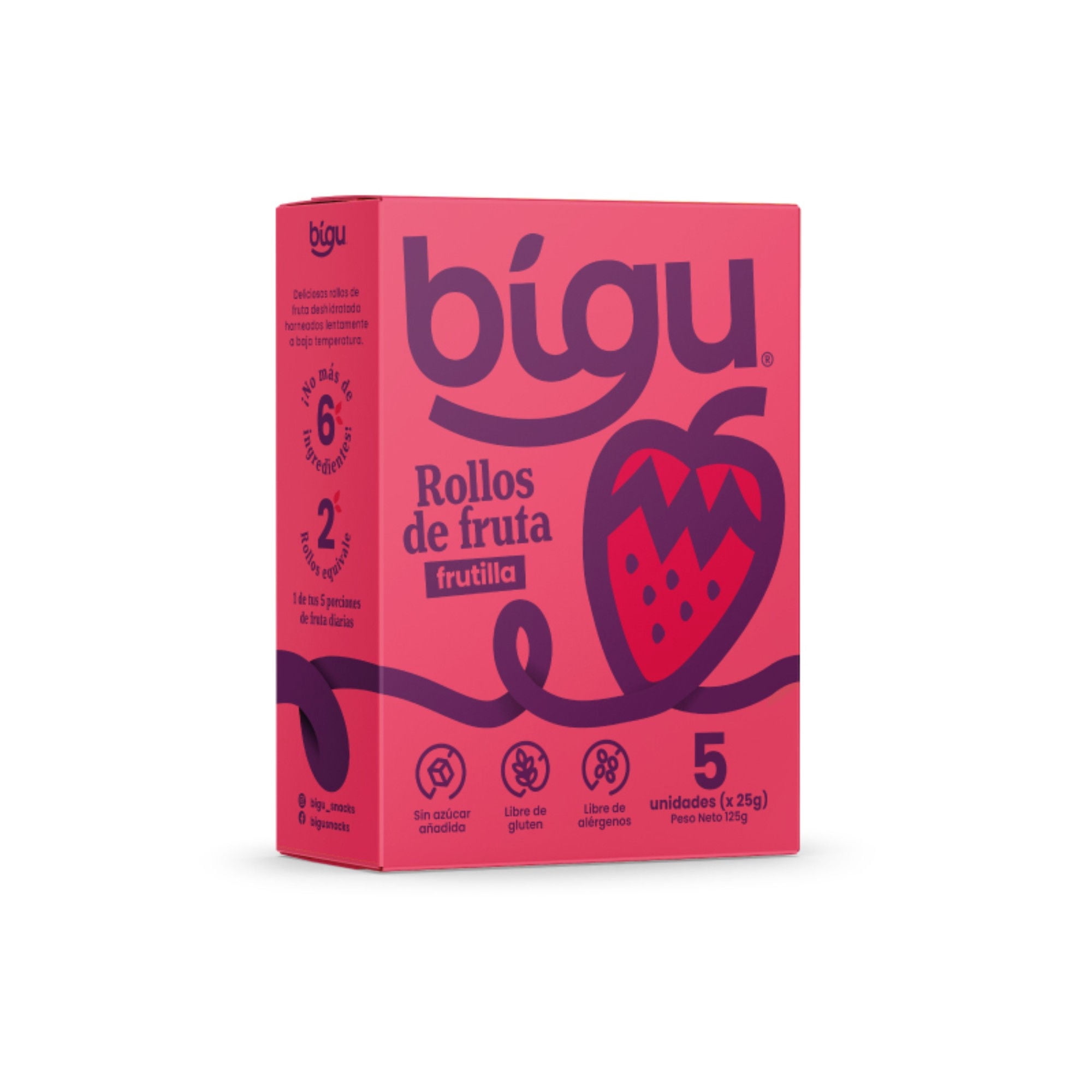 Rollos De Fruta Frutilla 125 g Bigu