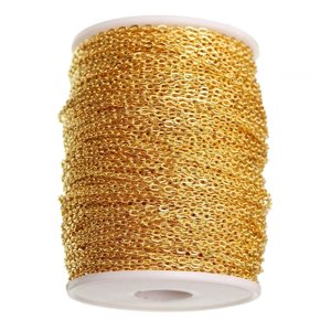 Magideal - Cadena De Eslabones, Cadenas De Collar, 5 M, Componentes De Hierro, Extensión, Conectores Para Manualidades, Cadenas De Joyería, Carrete De Cadena Par Color Dorado