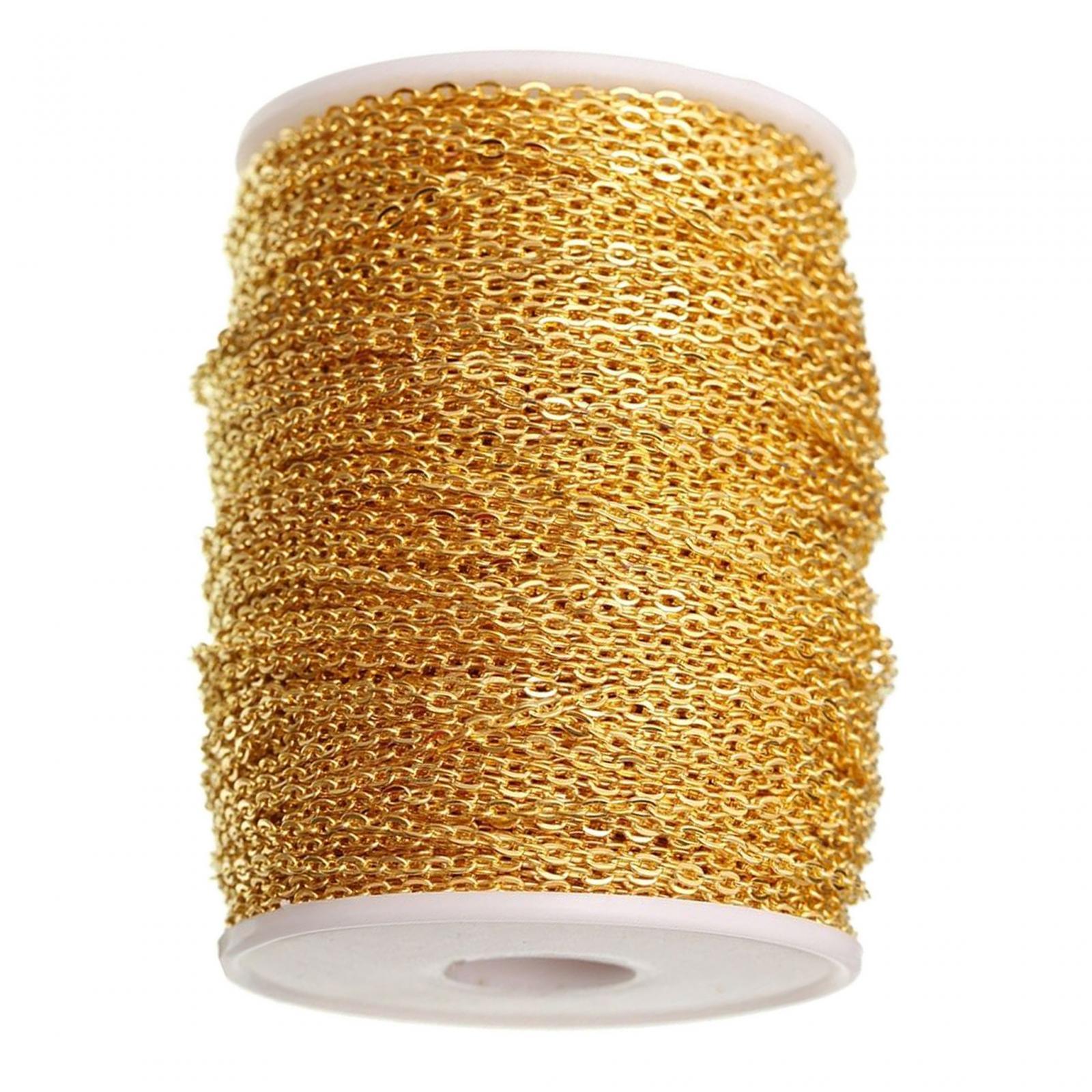 Magideal - Cadena De Eslabones, Cadenas De Collar, 5 M, Componentes De Hierro, Extensión, Conectores Para Manualidades, Cadenas De Joyería, Carrete De Cadena Par Color Dorado