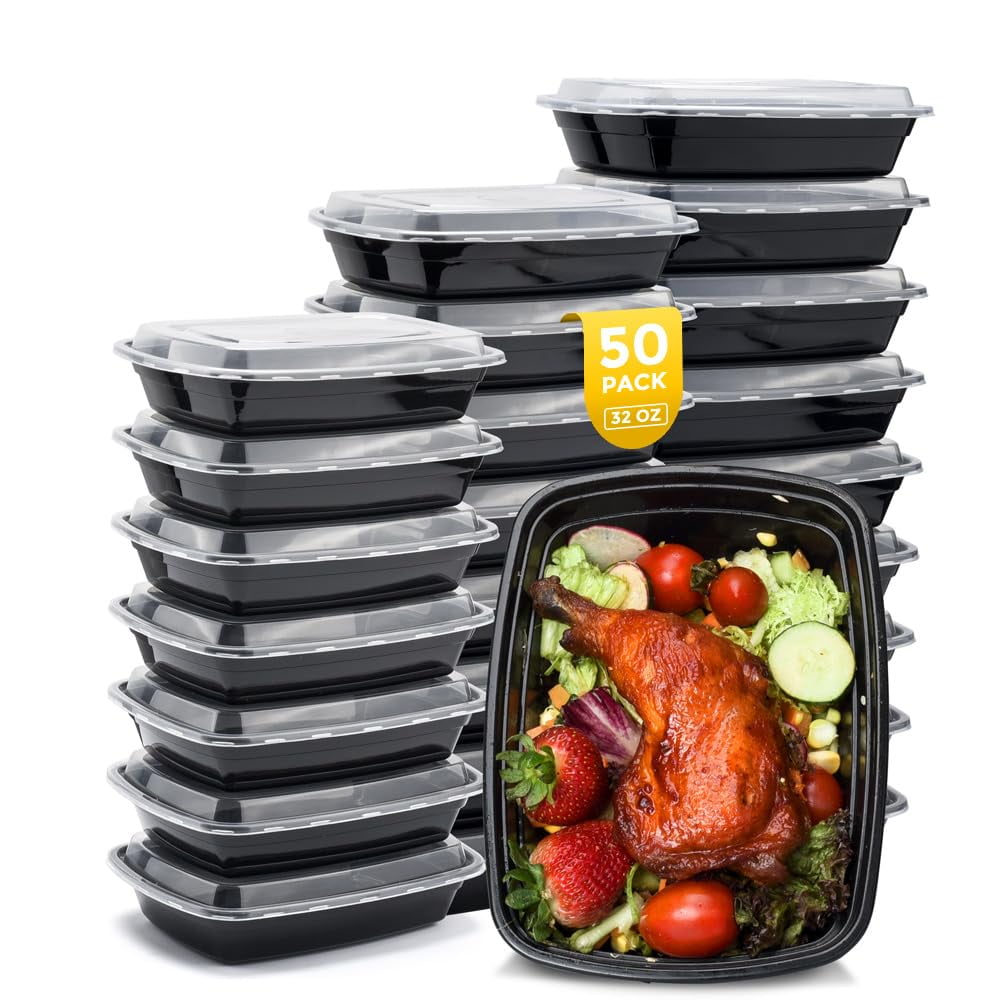 Glotoch Express - Recipientes Para Preparación De Comidas Glotoch, 32 Oz, Reutilizables (paquete De 50) Con Tapas