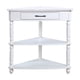 thumbnail image 3 of 33.8'' Small Triangle Corner Table, Wood Corner Side Table for Small Spaces/ Living Room, 3 Tier End Corner Table with Solid Wood Legs, Milk White, 3 of 3