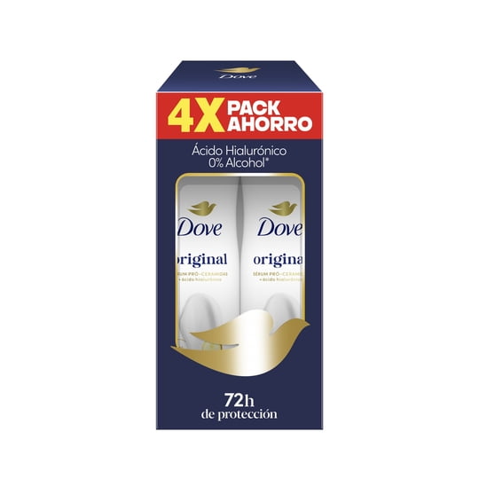 Pack Desodorante Aerosol Dove Invisible Dry Original Mujer, 4 Un 150 Ml C/u