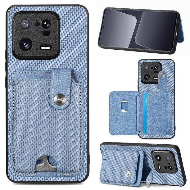 Funda Billetera Tejida para Xiaomi 13 Pro con Soporte y Tarjetero Azul