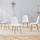 thumbnail image 2 of Luxury Simple Chair - Set of 4 White Linen Material High Resilience Dining Chair with Metal Golden Leg.Integral metal leg architecture,Suitable for various interior decoration styles., 2 of 3