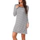 thumbnail image 4 of INSPIRE CHIC Camisones para Mujer de Manga Larga a Rayas Cuello Redondo Midi Ropa de Dormir con Almohadillas para el Sostén Camisón Cómodo XX-Large Rayas Negras, 4 of 6