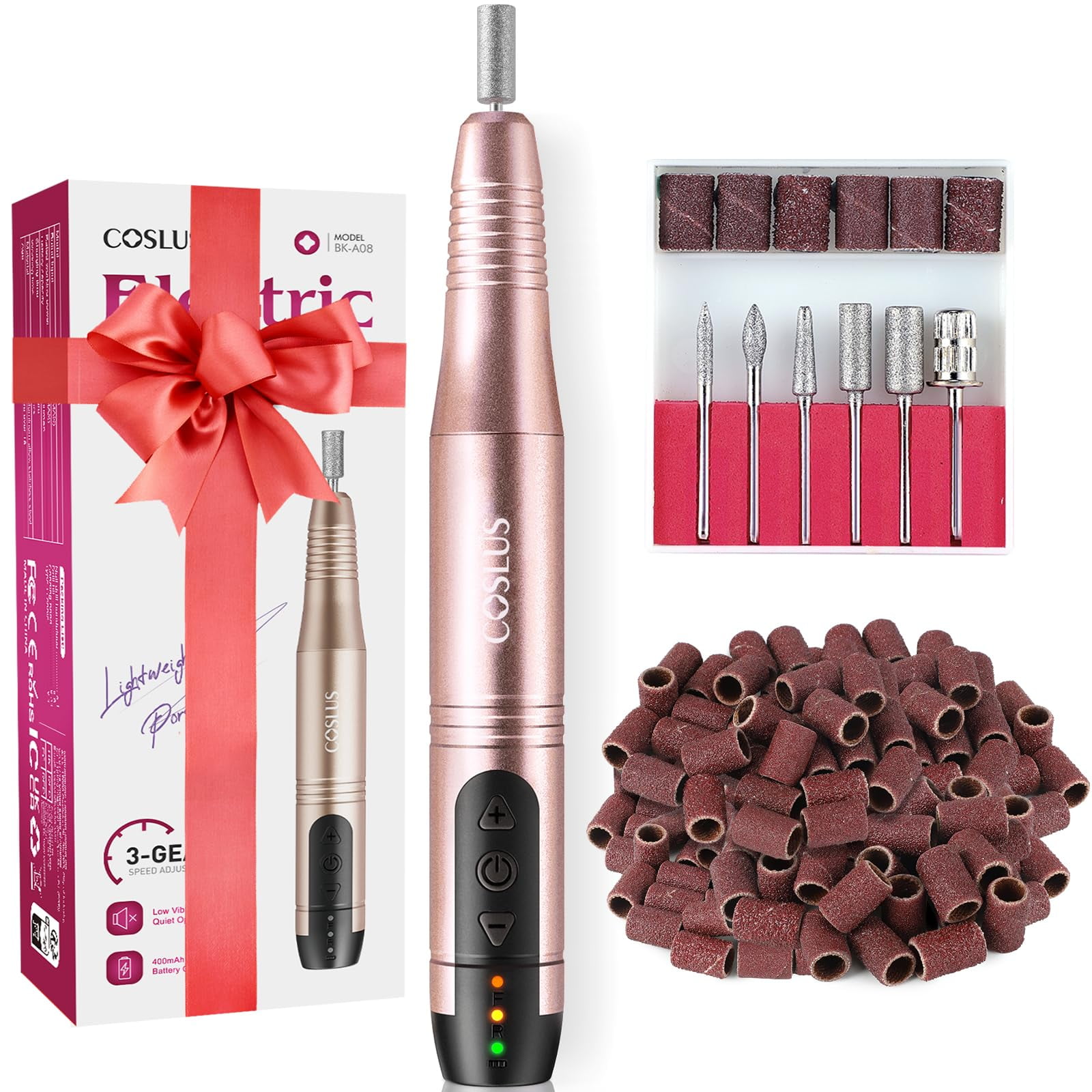 Set De Lima Eléctrica Inalámbrica Para Manicura Coslus De Nail Drill