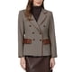 thumbnail image 1 of INSPIRE CHIC Blazer de Cuadros para Mujer de Moda Casual de Pata de Gallo Doble Botonadura Chaqueta de Traje L Gris Marrón, 1 of 5