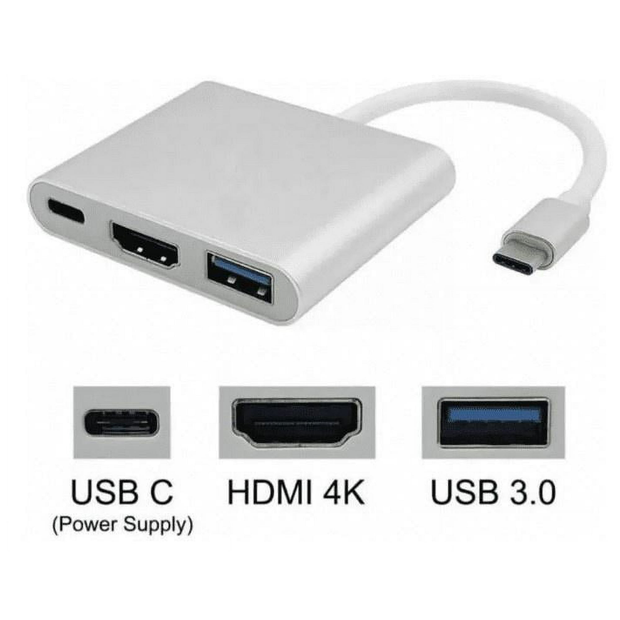 Genérico - Adaptador Hub 3 En 1 Usb Tipo C A Usb-c Hdmi Usb3.0 Para Mac