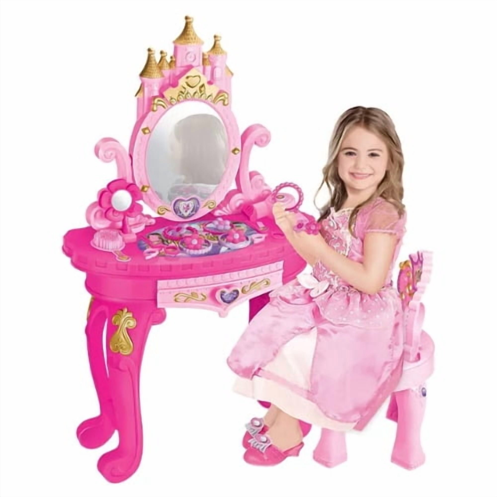 Crusec - Mesa De Maquillaje Para Niñas Estilo Princesa Con Accesorios