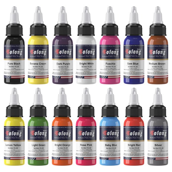 Tinta para Tatuaje Solong Tattoo 30 ml - Set de 14 Colores