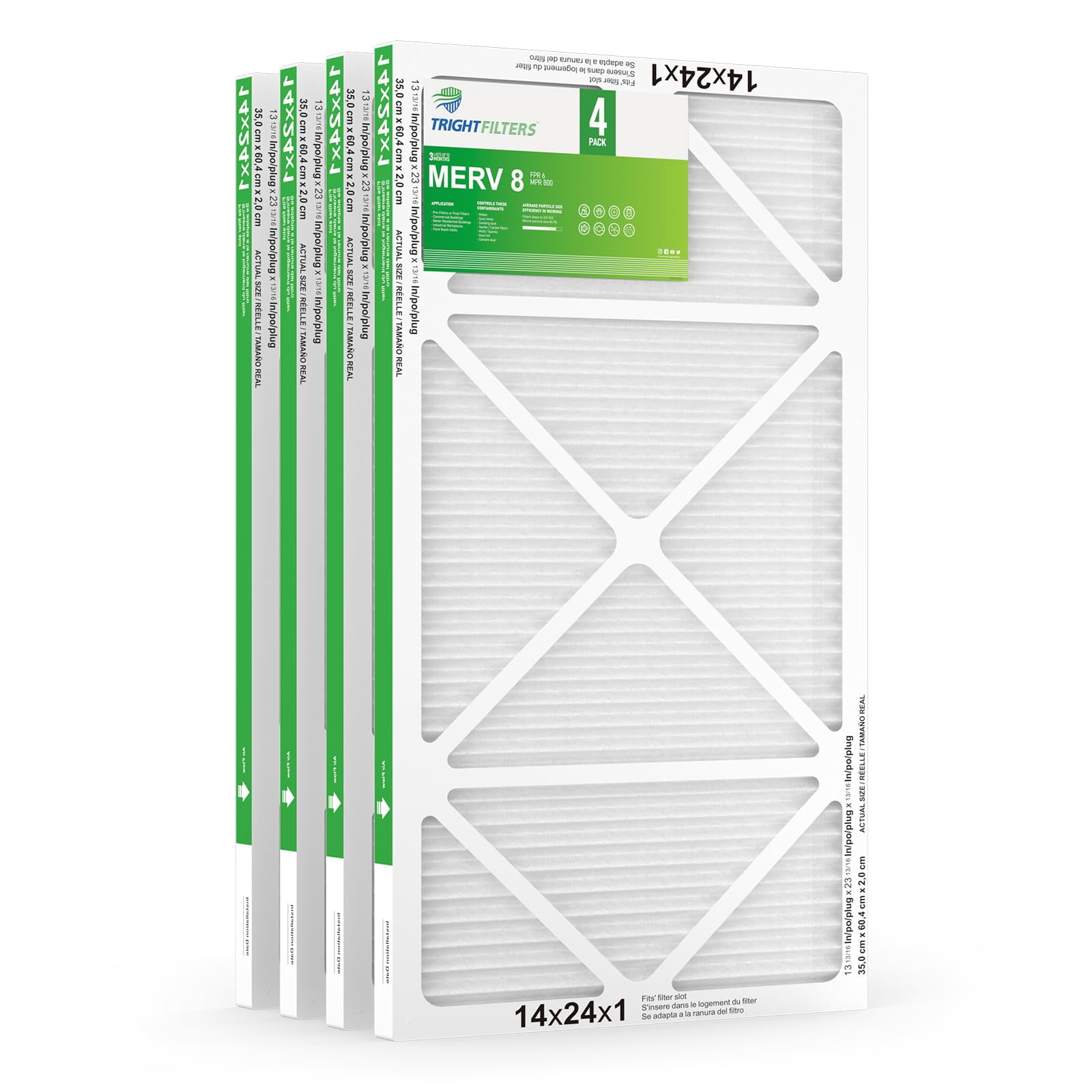 Filtro De Aire Trightfilters 14x24x1 Merv 8 Para Aire Acondicionado