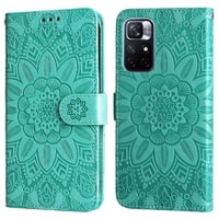 Funda Tipo Cartera Foxdock Para Xiaomi Poco M4 Pro 5G , Diseño Girasol En Relieve, Cuero Pu, Cierre Magnético, Soporte Y Tarjetero