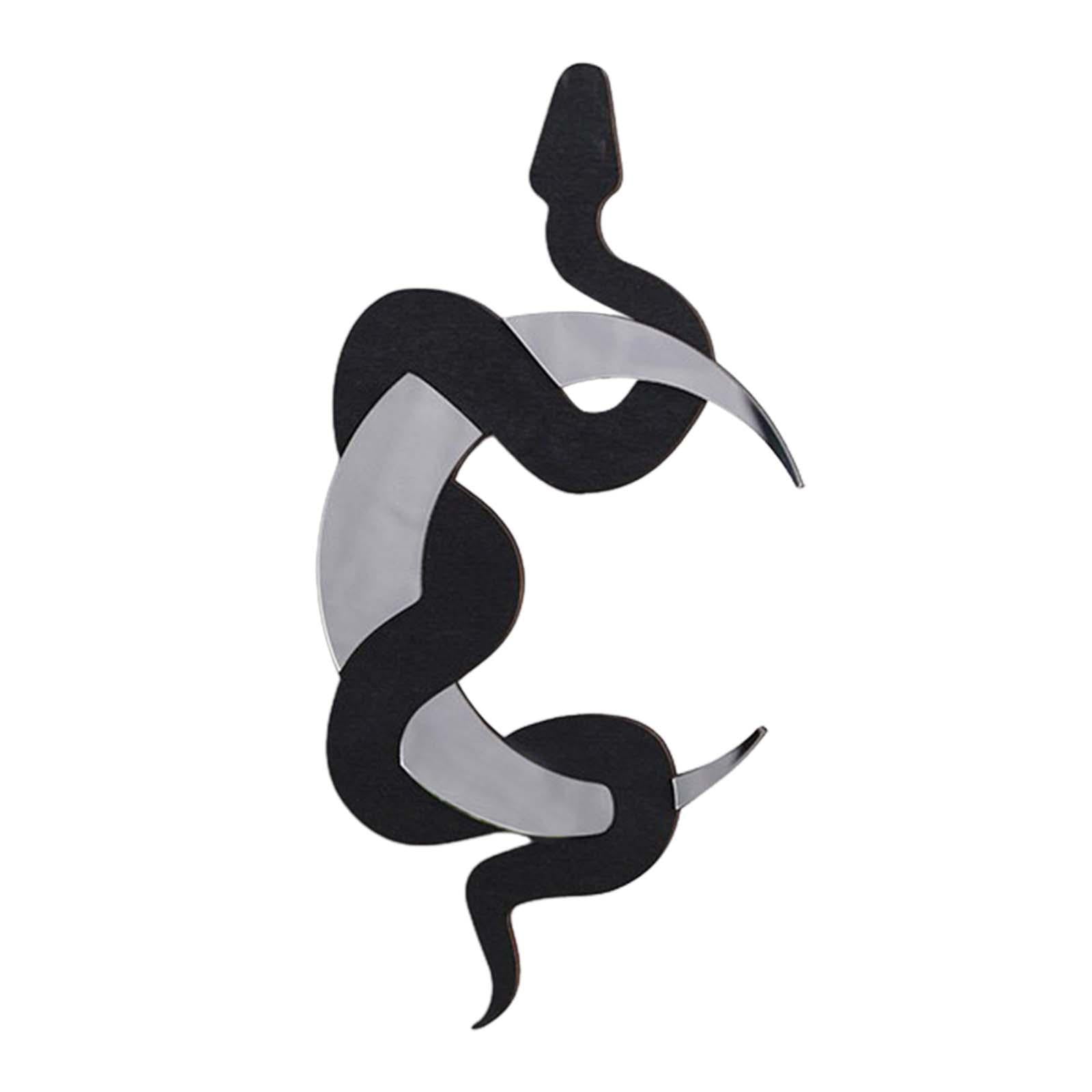 Bothyi - Decoración De Pared, Espejo De Serpiente Y Luna, Adorno De Pared Para Baño, Hotel, Casa, Negro Y Blanco