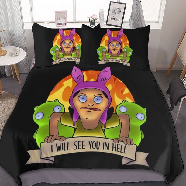 Bob Burgers Louise 3 Pcs Bed Breathable Duvet Cover Soft All Seasons Bedding Set