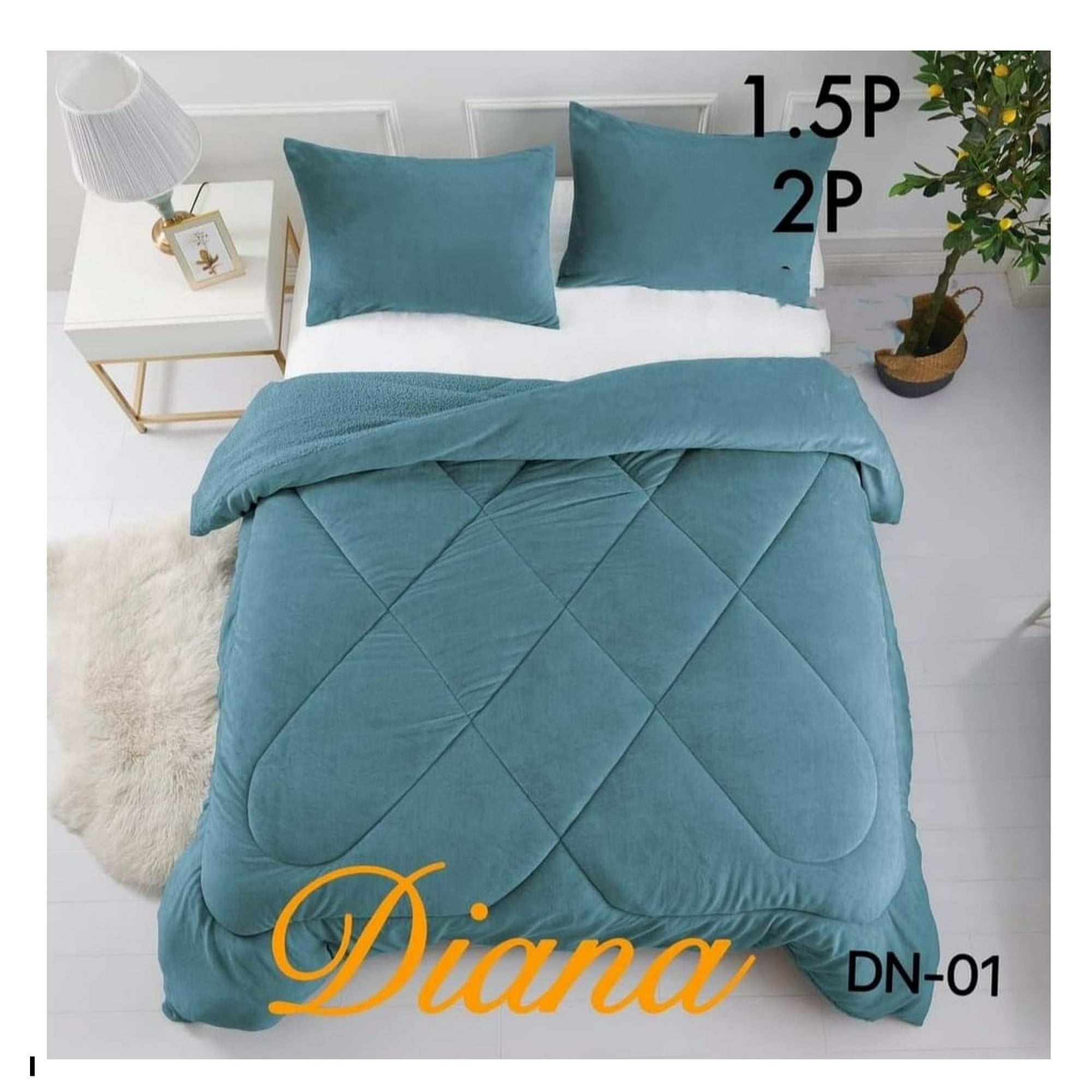 Aladdins Shop - Cobertor De Invierno De Plush Y Chiporro 1,5 Plaza Color Turquesa Claro