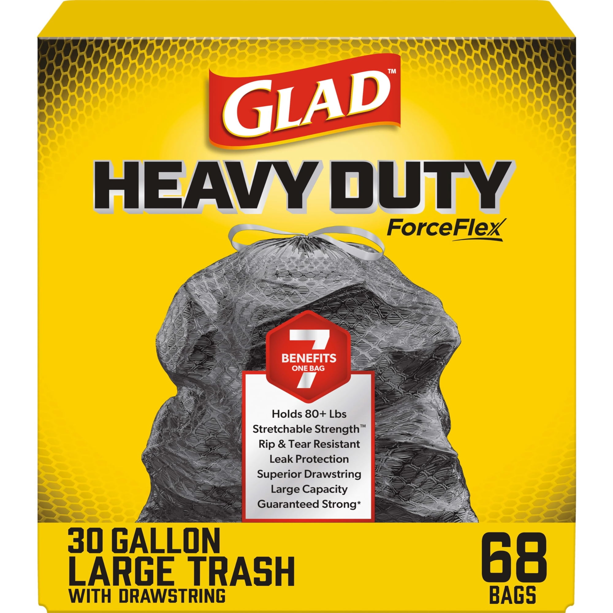 Bolsas De Basura Glad Forceflex Heavy Duty, 30 Litros, 68 Quilates, 80 Kg O Más